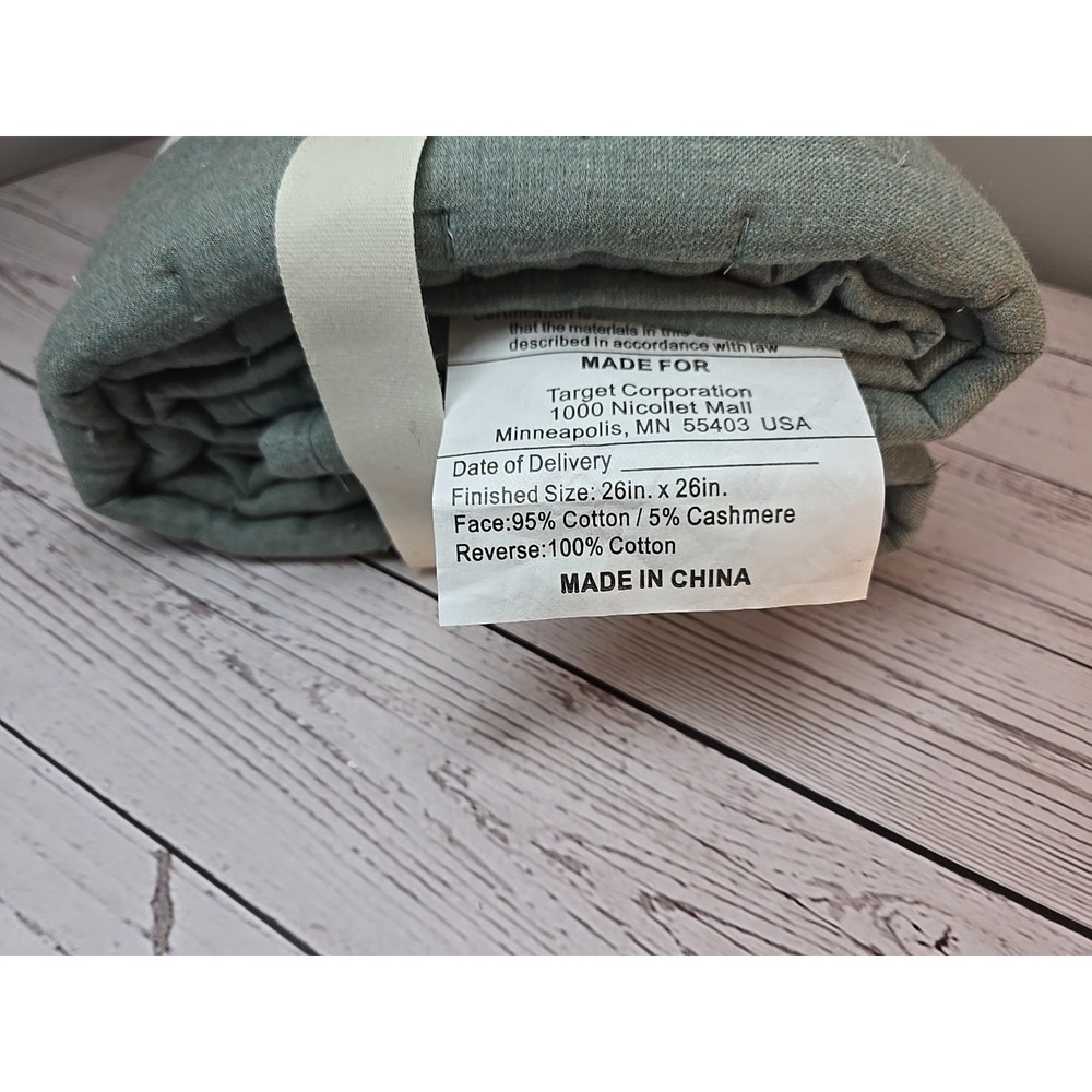 Casaluna Euro Sham Cotton Cashmere Blend Pillow Case 26" x 26" - Green *New* - Picture 4 of 6